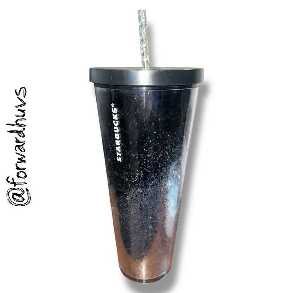 2019 Black and Glittering Silver Venti 24 Ounce Tumbler With Replacement Straw